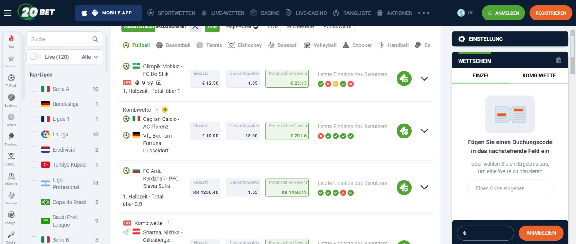 20Bet Wetten